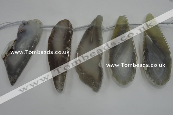 CTD1537 Top drilled 30*65mm - 35*75mm freeform agate slab beads