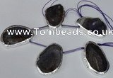 CTD1575 30*45mm - 35*50mm freeform agate beads with brass setting