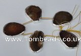 CTD1576 30*45mm - 35*50mm freeform agate beads with brass setting