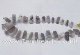 CTD1594 Top drilled 8*25mm - 9*25mm sticks druzy amethyst beads