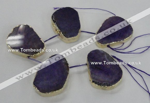 CTD1601 Top drilled 35*40mm - 35*45mm freeform agate beads