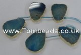 CTD1602 Top drilled 35*40mm - 35*45mm freeform agate beads