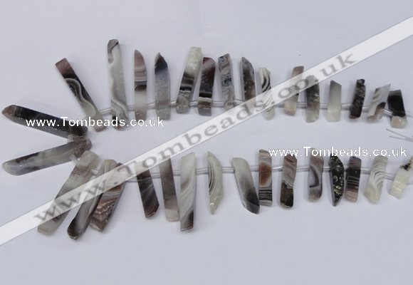 CTD1606 Top drilled 6*25mm - 8*50mm sticks botswana agate beads