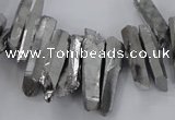 CTD1623 Top drilled 4*15mm - 6*35mm sticks plated quartz beads