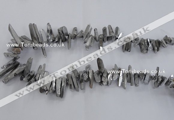 CTD1623 Top drilled 4*15mm - 6*35mm sticks plated quartz beads