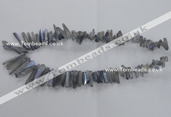 CTD1625 Top drilled 4*15mm - 6*35mm sticks plated quartz beads