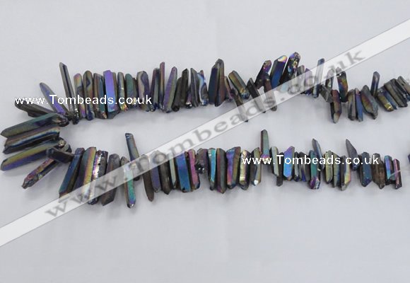 CTD1626 Top drilled 4*15mm - 6*35mm sticks plated quartz beads