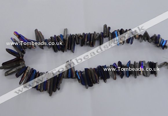 CTD1628 Top drilled 4*15mm - 6*35mm sticks plated quartz beads