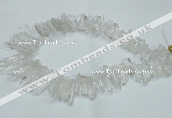 CTD1638 Top drilled 5*25mm - 7*45mm sticks white crystal beads