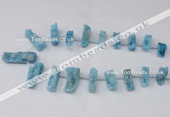 CTD1653 Top drilled 10*20mm - 15*40mm freeform druzy agate beads