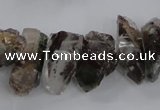 CTD1659 Top drilled 6*12mm - 15*25mm sticks green phantom quartz beads