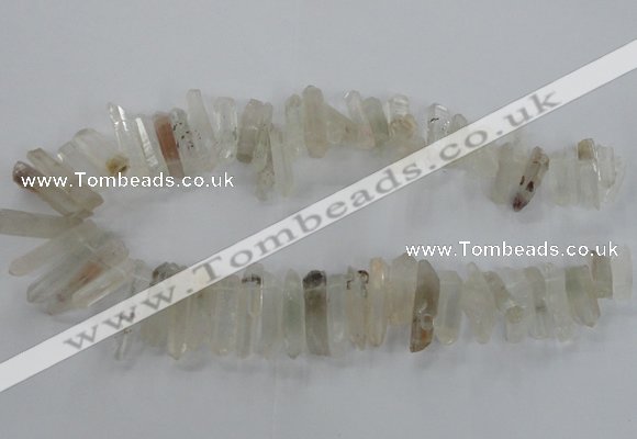 CTD1661 Top drilled 6*18mm - 8*35mm sticks green phantom quartz beads