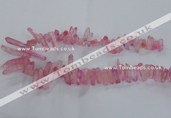 CTD1693 Top drilled 5*15mm - 7*35mm sticks dyed white crystal beads