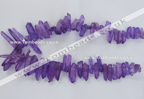 CTD1699 Top drilled 8*15mm - 11*35mm sticks dyed white crystal beads