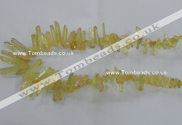 CTD1714 Top drilled 5*10mm - 6*30mm sticks plated white crystal beads