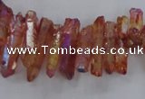CTD1716 Top drilled 5*10mm - 6*30mm sticks plated white crystal beads