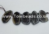 CTD1727 Top drilled 25*35mm - 25*45mm freeform Botswana agate slab beads