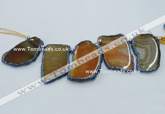 CTD1757 Top drilled 20*40mm - 35*55mm freeform agate slab beads