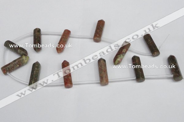 CTD1807 Top drilled 10*30mm - 10*32mm sticks unakite beads
