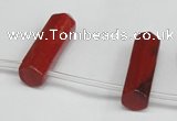 CTD1809 Top drilled 10*30mm - 10*32mm sticks red jasper beads