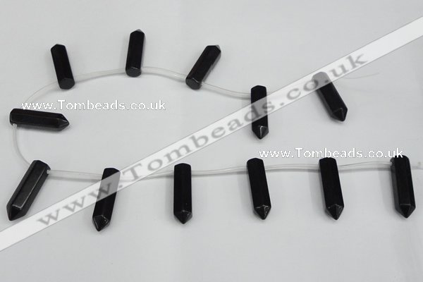 CTD1812 Top drilled 10*30mm - 10*32mm sticks black agate beads