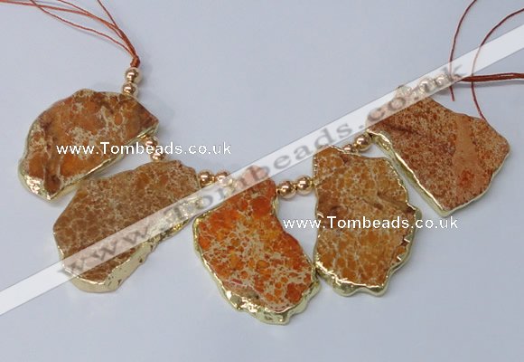 CTD1901 Top drilled 25*30mm - 35*45mm freeform sediment jasper beads