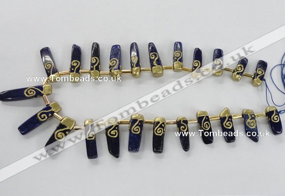 CTD1927 Top drilled 8*20mm - 10*35mm sticks lapis lazuli beads