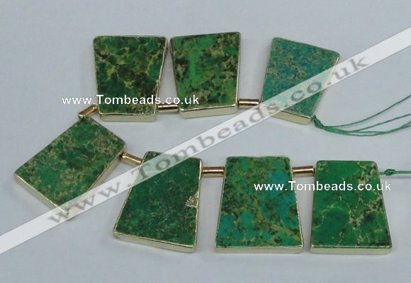 CTD1955 Top drilled 30*40mm - 35*45mm trapezoid sea sediment jasper beads