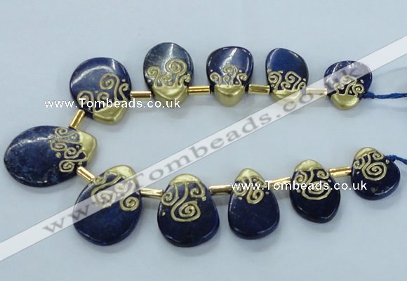 CTD1963 Top drilled 20*25mm - 25*35mm freeform lapis lazuli beads