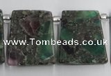 CTD200 Top drilled 20*24mm trapezoid fluorite & pyrite beads