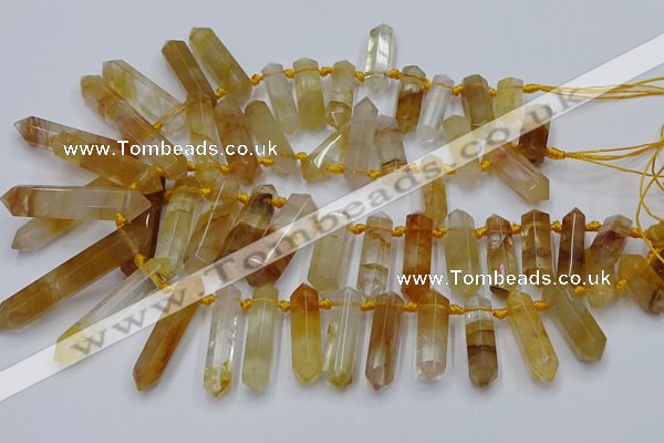 CTD2111 Top drilled 10*25mm - 12*45mm sticks yellow quartz beads