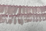 CTD2114 Top drilled 10*25mm - 12*45mm sticks rose quartz beads