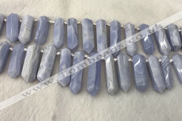 CTD2116 Top drilled 10*25mm - 12*45mm sticks blue lace agate beads