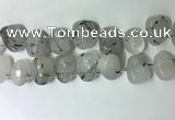 CTD2143 15*25mm - 18*25mm freeform black rutilated quartz  beads