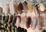 CTD2241 10*22mm - 12*45mm faceted nuggets mixed rutilated quartz beads