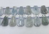 CTD2268 Top drilled 16*28mm - 20*30mm faceted freeform aquamarine beads