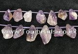 CTD2303 Top drilled 20*25mm - 25*45mm faceted nuggets amethyst beads