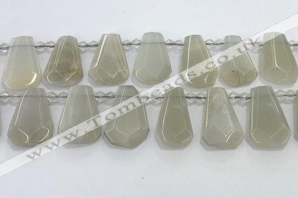 CTD2332 Top drilled 16*18mm - 20*30mm faceted freeform moonstone beads