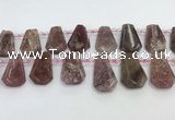 CTD2358 Top drilled 16*18mm - 20*30mm freeform strawberry quartz beads