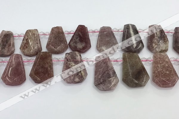 CTD2358 Top drilled 16*18mm - 20*30mm freeform strawberry quartz beads