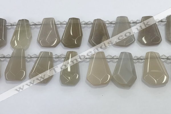 CTD2362 Top drilled 16*18mm - 20*30mm faceted freeform moonstone beads