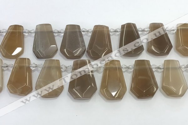 CTD2363 Top drilled 16*18mm - 20*30mm faceted freeform moonstone beads