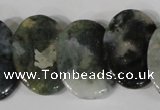 CTD24 Top drilled 20*30mm oval moss agate beads wholesale