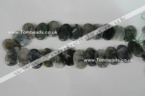 CTD24 Top drilled 20*30mm oval moss agate beads wholesale