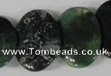 CTD25 Top drilled 20*30mm oval moss agate beads wholesale