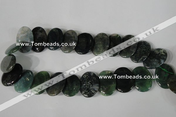 CTD25 Top drilled 20*30mm oval moss agate beads wholesale