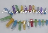 CTD2518 Top drilled 8*25mm - 11*50mm sticks druzy agate beads