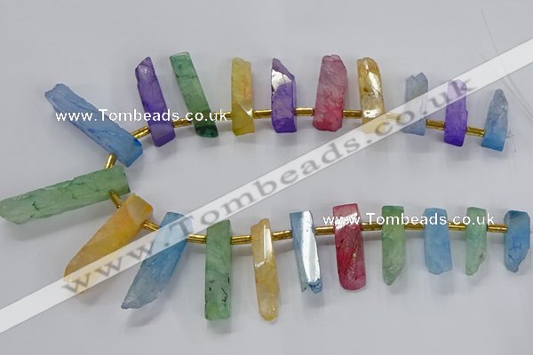 CTD2518 Top drilled 8*25mm - 11*50mm sticks druzy agate beads