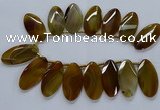 CTD2530 Top drilled 28*57mm faceted oval agate gemstone beads