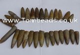 CTD2562 Top drilled 12*35mm - 15*55mm bullet agate fossil beads